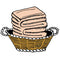 Illustration of a brown basket with fabric folded